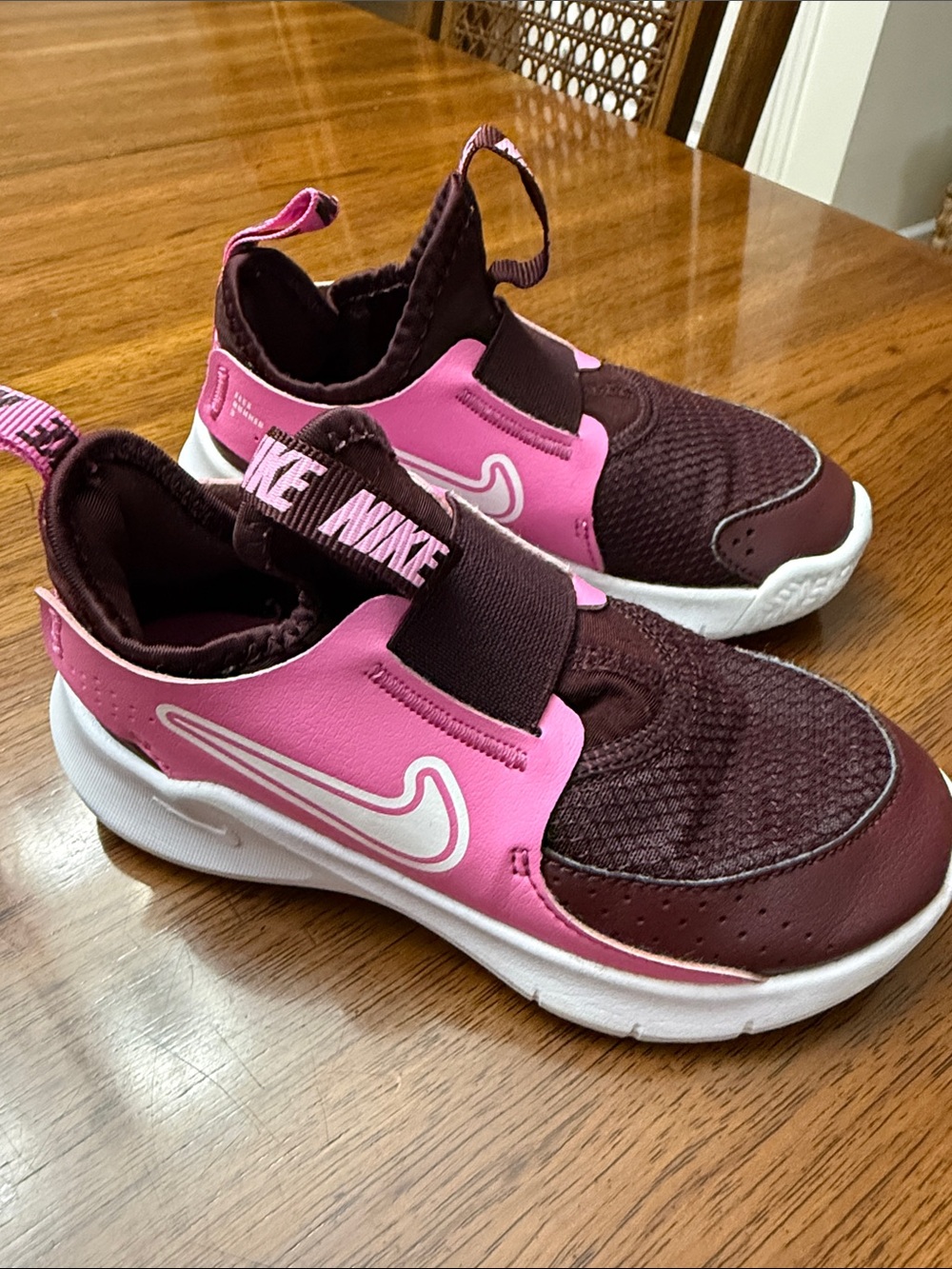 Nike Kids Slip-On Sneakers - Pink and Maroon